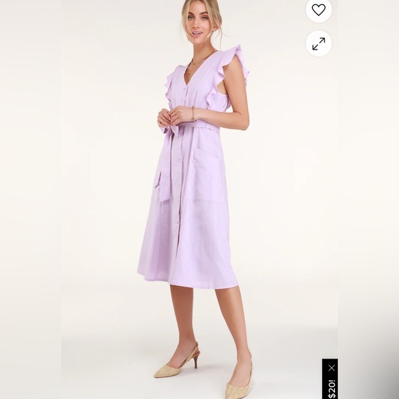 Lulu’s 100% cotton -outer/rayon -lining Lilac Ruffled Sleeveless Dress | M - Picture 2 of 10